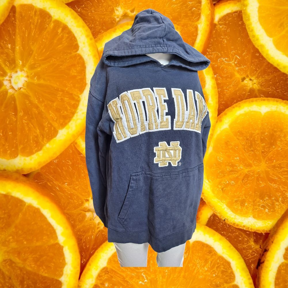 E5 Notre‎ Dame Fighting Irish Navy Blue Gold Collegiate Hoodie Sweatshirt Size S